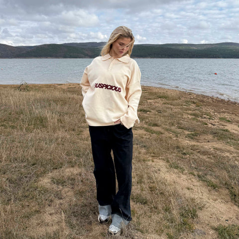 Winter3 / Icon Knitted Longsleeve Polo - Natural