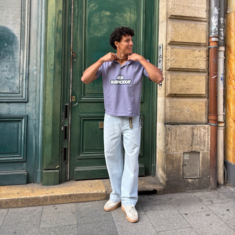 S2 / Signature Stamp Buttoned Polo - Tidal Blue