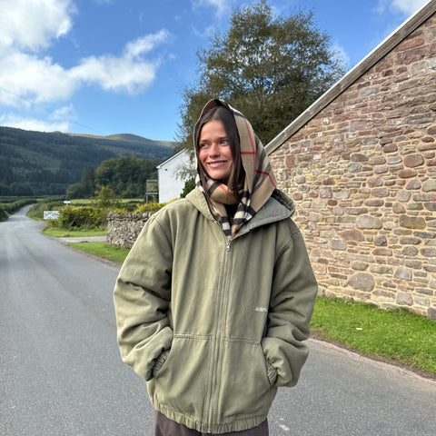 Fall / Reversible Canvas Hooded Jacket - Lichen Green