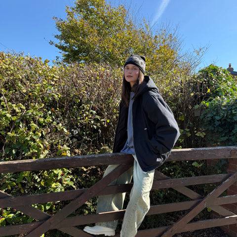 Fall / Reversible Canvas Hooded Jacket - Black