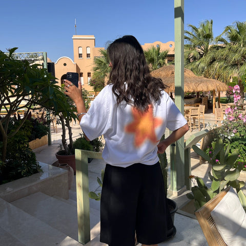 Spring / Orange Aura Star Tee - White