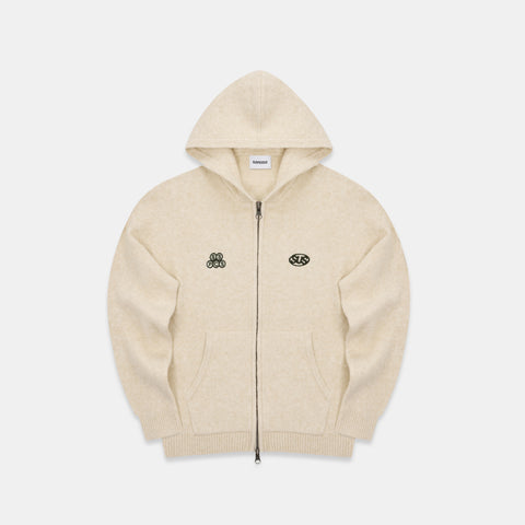 Fall / Backmark Knitted Zipped Hoodie - Dune