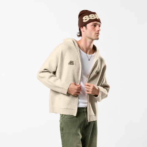 Fall / Backmark Knitted Zipped Hoodie - Dune