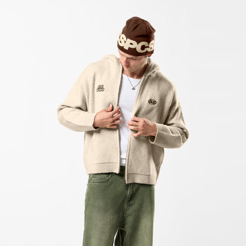 Fall / Backmark Knitted Zipped Hoodie - Dune