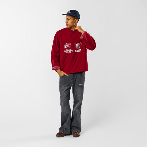 Off Season / Badge Line Up Longsleeve - Dark Red