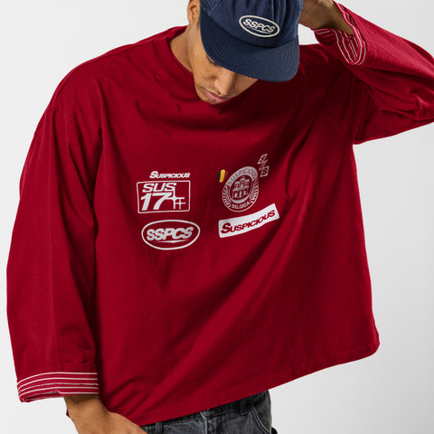 Off Season / Badge Line Up Longsleeve - Dark Red