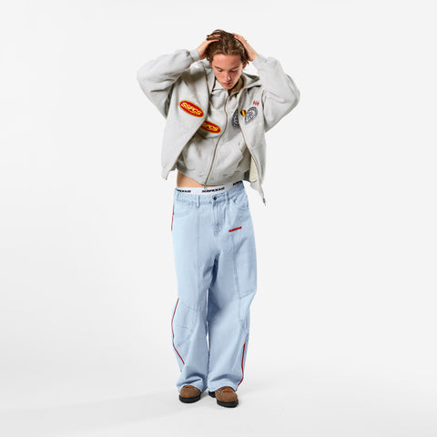 Off Season / Badge Line Up Zip-Up Hoodie - Ash