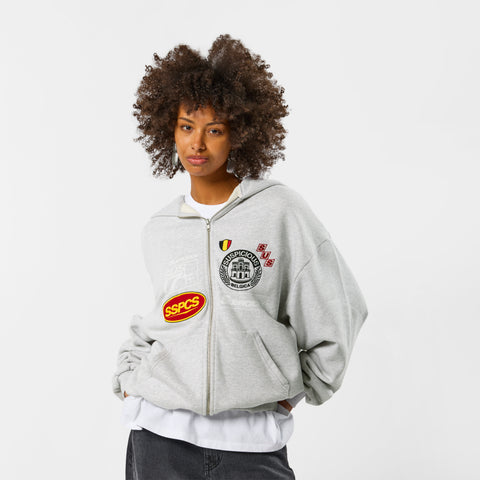 Off Season / Badge Line Up Zip-Up Hoodie - Ash