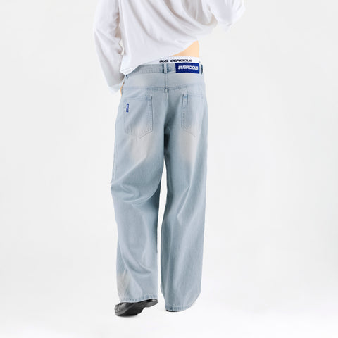 Basics / Basic Baggy Jeans - Bleached