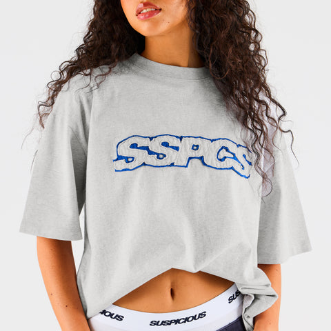 Summer Stripes / Blue Layered SSPCS Applique Tee - Ash