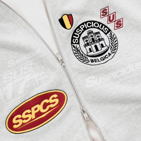 Off Season / Badge Line Up Zip-Up Hoodie - Ash