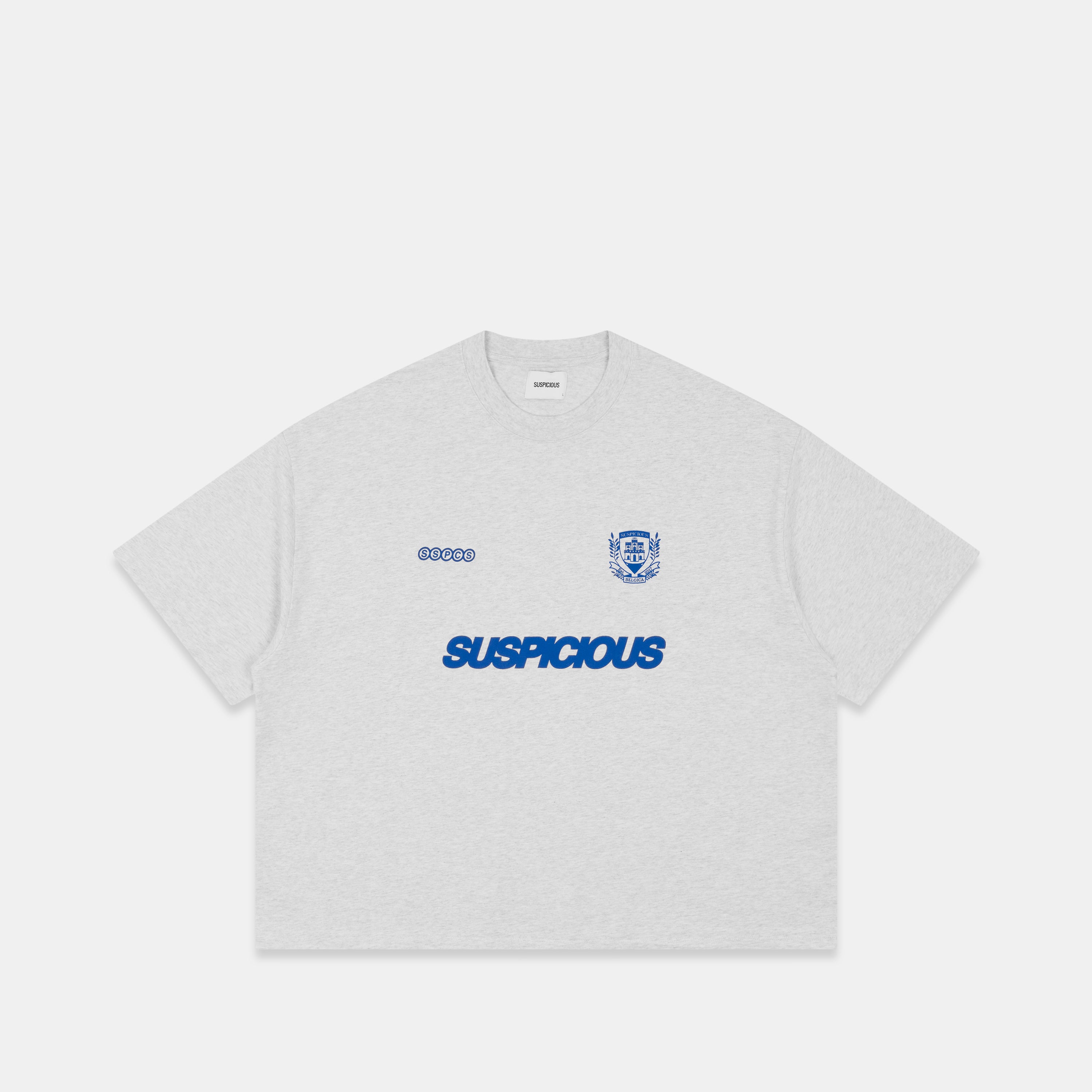 Emblem Tee - Ash & Big Blue – Suspicious Antwerp