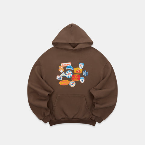Winter3 / Patchwork Hoodie - Coffee