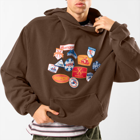 Winter3 / Patchwork Hoodie - Coffee