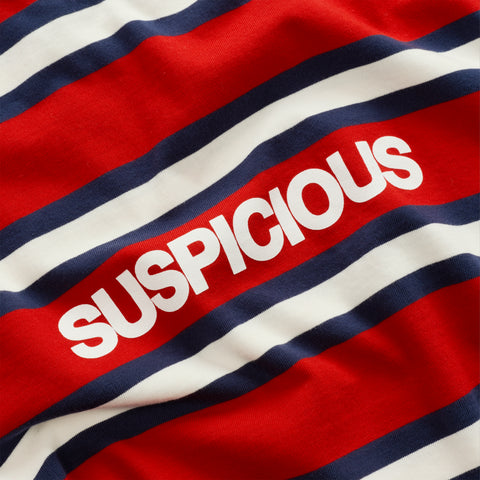Spring 1 / Suspicious Striped Longsleeve - Ruby Red & Nightfall