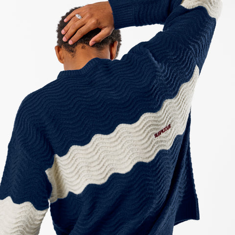 Winter4 / Break Knitted Wavy Sweat - Nightfall