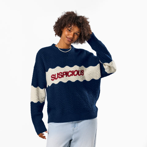 Winter4 / Break Knitted Wavy Sweat - Nightfall