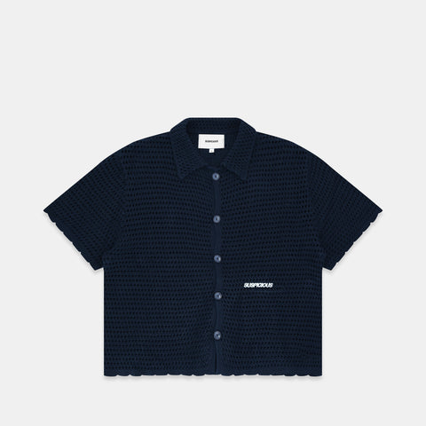 C&L / Essentials Crochet Shortsleeve Shirt - Coastal Blue