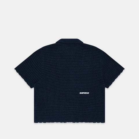 C&L / Essentials Crochet Shortsleeve Shirt - Coastal Blue