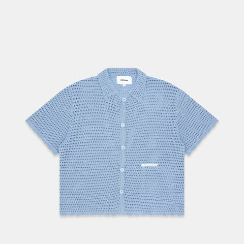 C&L / Essentials Crochet Shortsleeve Shirt - Coral Blue