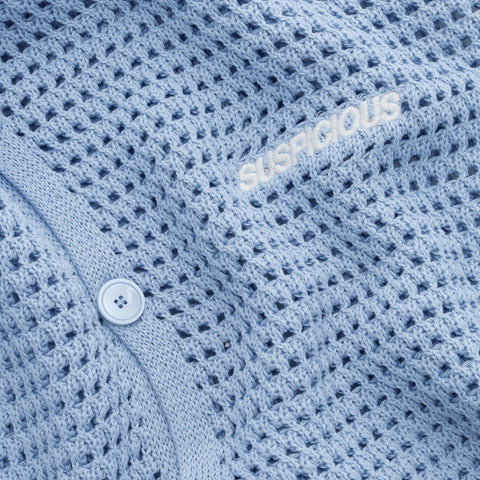 C&L / Essentials Crochet Shortsleeve Shirt - Coral Blue