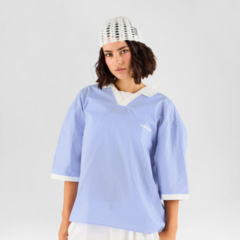 Boat / Check Polo Shirt - Light Blue