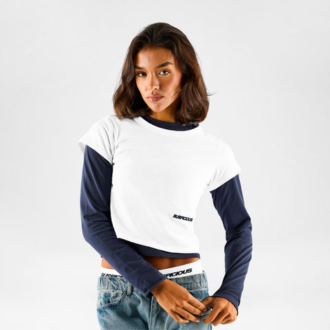 Women Drop / Clave W Baby Tee - White
