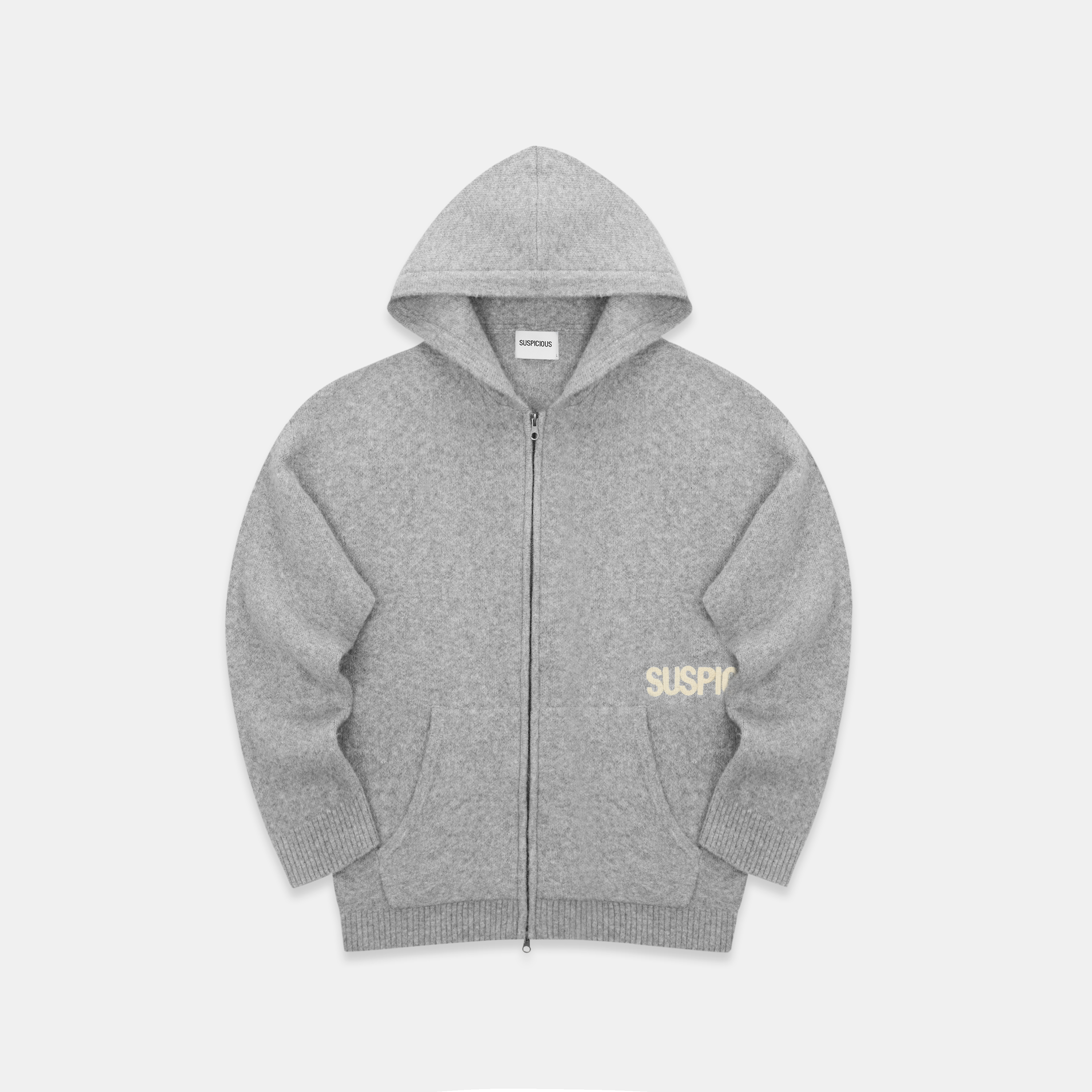 Core Knitted Zipped Hoodie - Heather Grey – Suspicious Antwerp