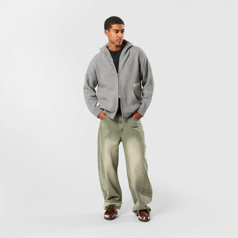 Winter1 / Core Knitted Zipped Hoodie - Heather Grey