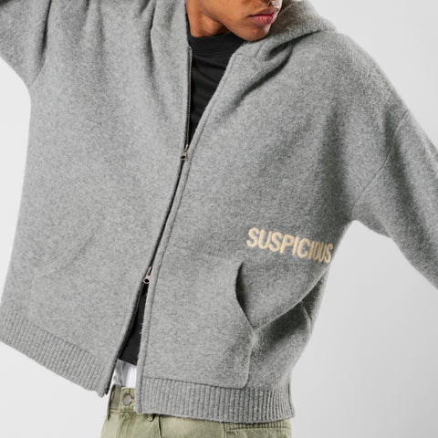 Winter1 / Core Knitted Zipped Hoodie - Heather Grey