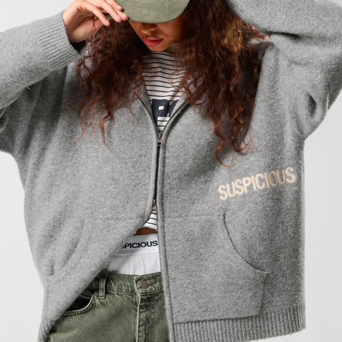 Winter1 / Core Knitted Zipped Hoodie - Heather Grey