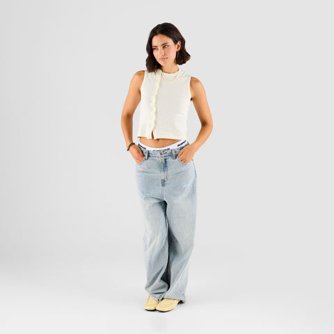 Core / Core Sleeveless Button Tank - Natural