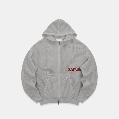 Fall / Core Zip-Up Knitted Hoodie - Neutral Heather