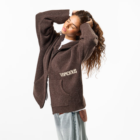 Winter1 / Core Knitted Zipped Hoodie - Espresso