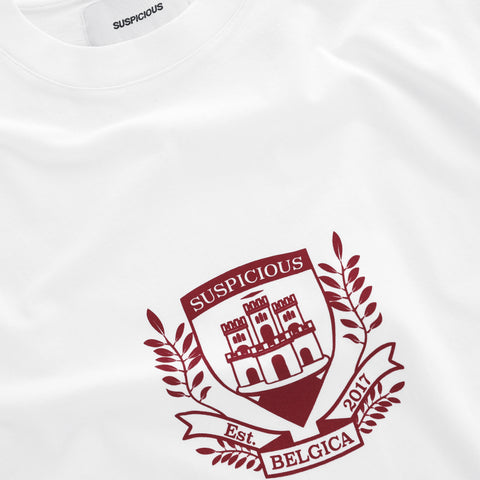 Football / Crest Tee - White - Burgundy