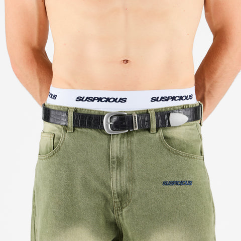 Suspicious Cowboys / Croco Belt - Black