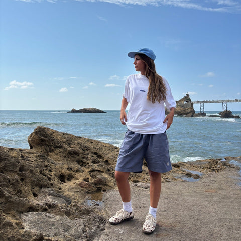 S2 / Stamped Piping Twill Shorts - Tidal Blue