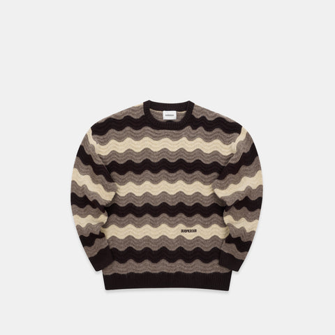 Winter4 / Essentials Knitted Wavy Sweat - Brown