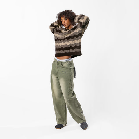 Winter4 / Essentials Knitted Wavy Sweat - Brown