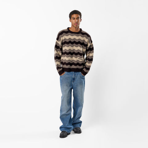 Winter4 / Essentials Knitted Wavy Sweat - Brown