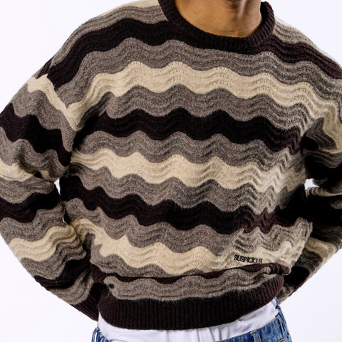 Winter4 / Essentials Knitted Wavy Sweat - Brown