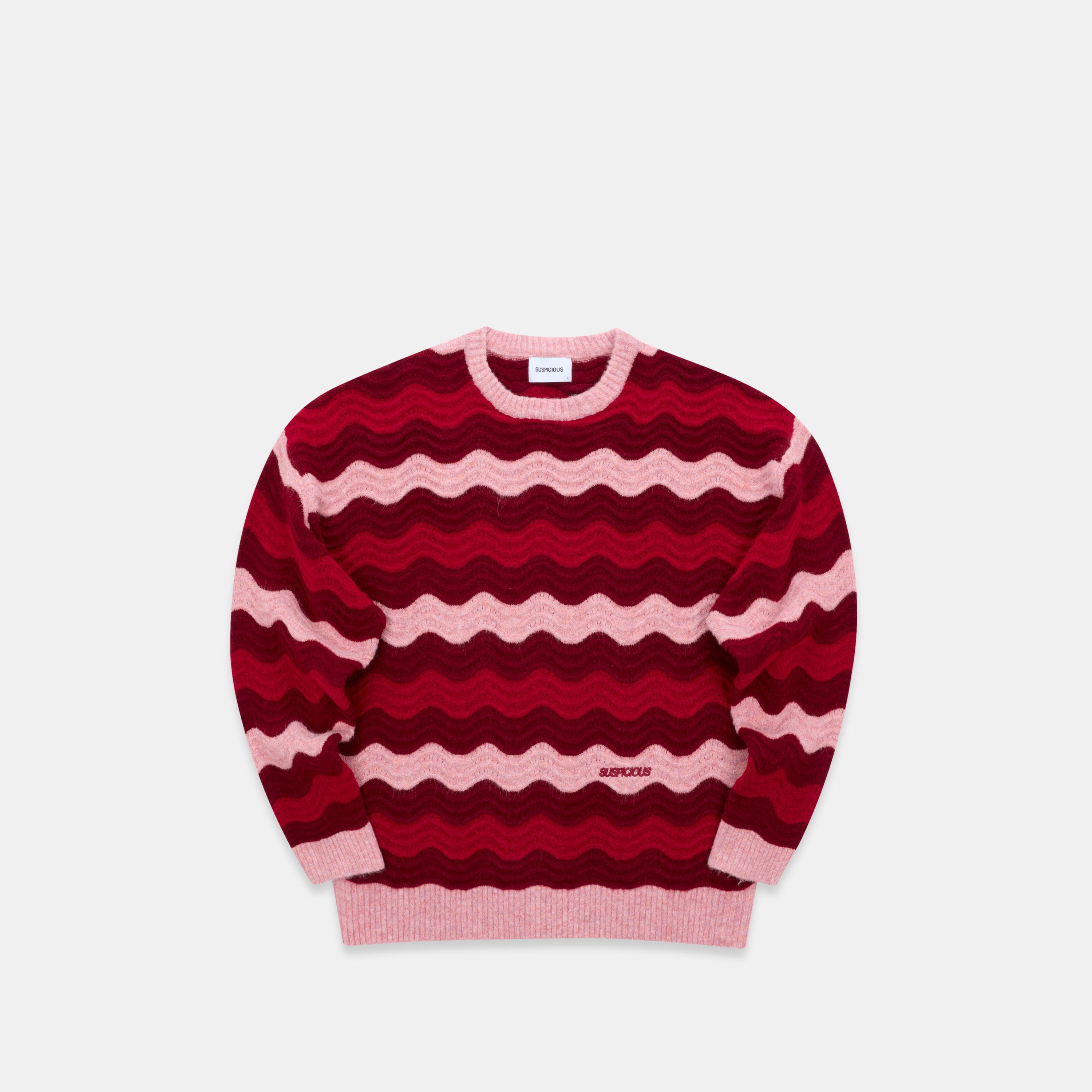 ＊ストロベリー　フェイクスワッグ Essentials Knitted Wavy Sweat - RedPink – Suspicious Antwerp