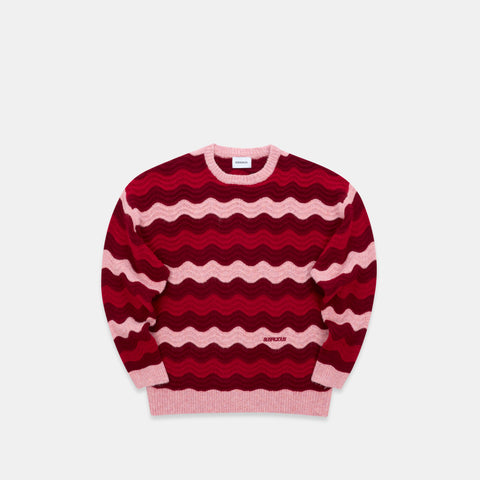 Winter4 / Essentials Knitted Wavy Sweat - RedPink