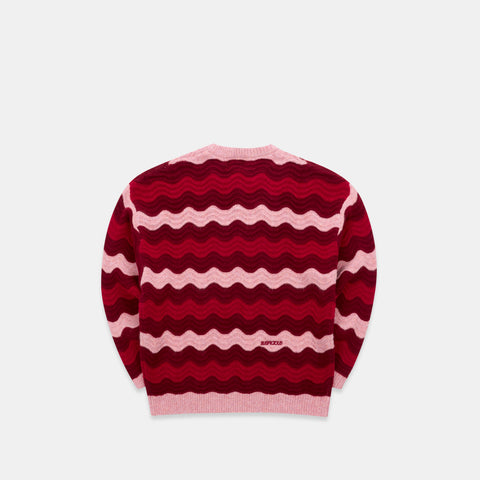 Winter4 / Essentials Knitted Wavy Sweat - RedPink