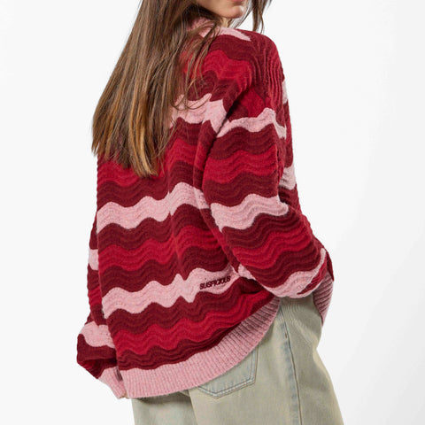 Winter4 / Essentials Knitted Wavy Sweat - RedPink