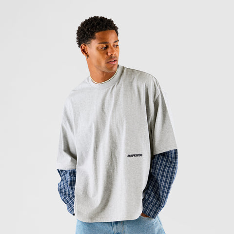 Suspicious Cowboys / Essentials Layered Tee & Shirt - Heather Grey