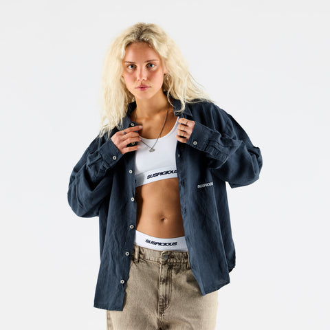 PL / Essentials Linen Longsleeve Shirt - Coastal Blue