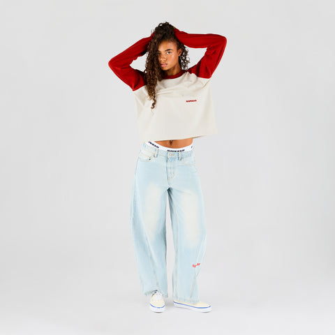 End Of Summer / Essentials Raglan Longsleeve - Off-White & Red