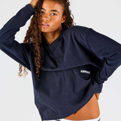 End Of Summer / Essentials Ribbed Henley Longsleeve - Nightfall