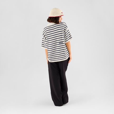 Boat / Essentials Striped Knitted Polo - Natural & Nightfall